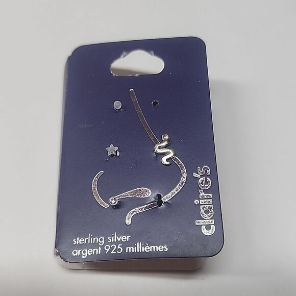 Claires Nose Rings as is Sterling silver snake plastic star rhinestone - Picture 1 of 2